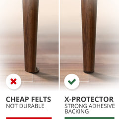X-Protector felt pads protect floors on wood, laminate, and tile surfaces.