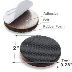 X-PROTECTOR round pads with thick felt and rubber cushion protect floors