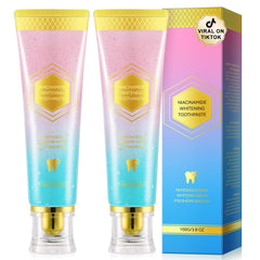 Xaarty Niacinamide toothpaste 2-pack box, packaging highlights whitening promise.