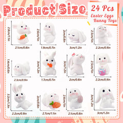 Xanllaxa 24 mini rabbit figurines hidden inside each egg for surprises.