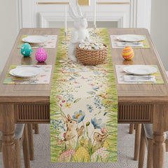XCHI Watercolor Grass Flowers table runner brightening spring table decor.