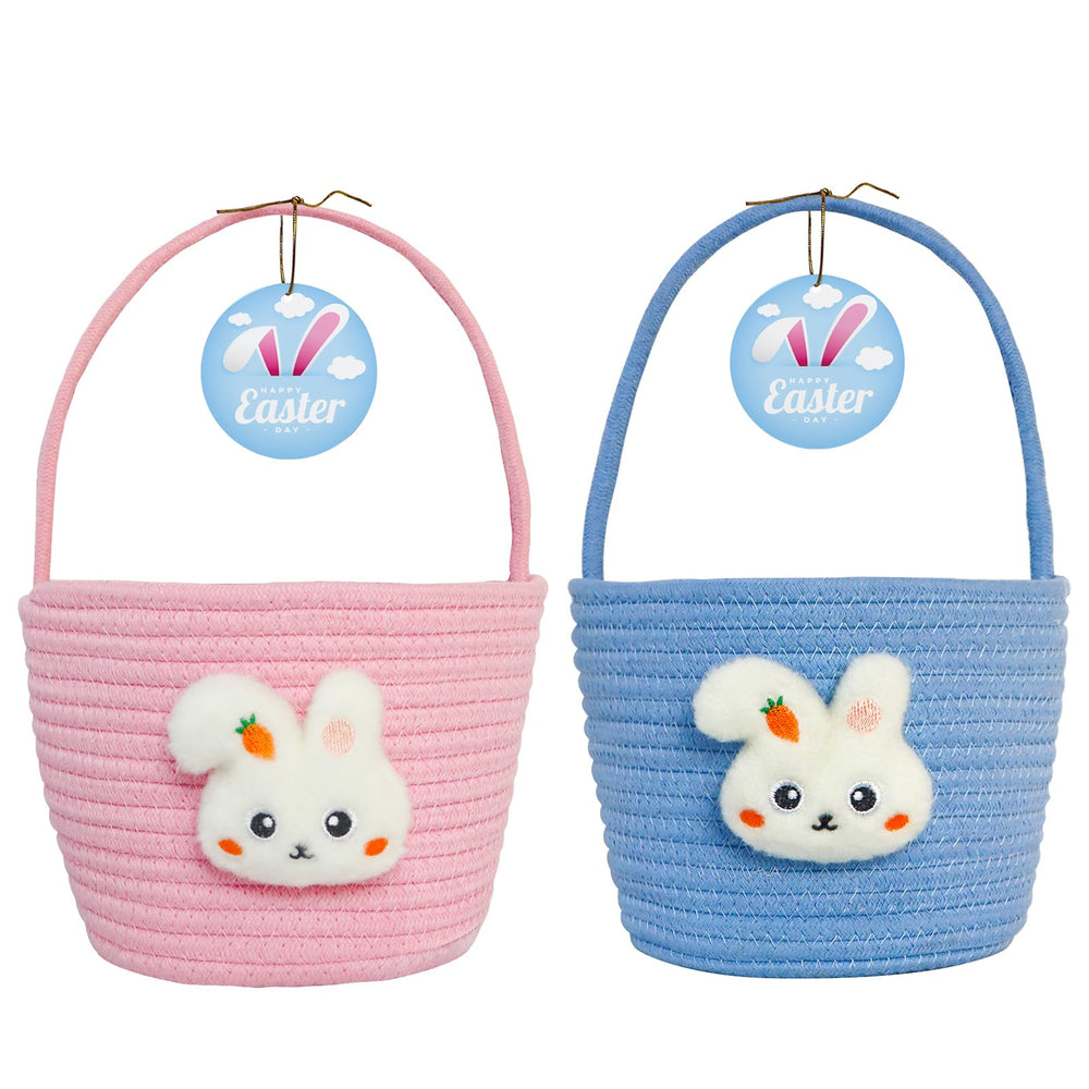 XENTUMI Easter basket with rabbit design for kids' egg hunts