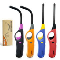 Xfunneer long-neck lighters four-pack with rubberized grip for comfortable handling.