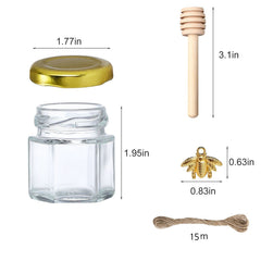 XING-RUIYANG mini honey jar with gold lid and bee pendant, suitable for gifts