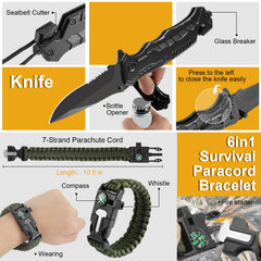 XKASE Survival Kit paracord bracelet ready for outdoor use