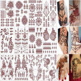 Xmasir henna tattoo sheets displaying 12 designs for quick body art