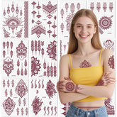 Xmasir 12-sheets brown henna tattoo stickers laid out for easy body art