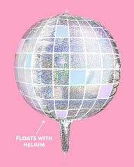 xo, Fetti bachelorette party disco-ball balloons create a retro vibe for photos.