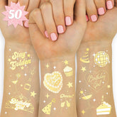 xo Fetti Golden Birthday champagne design tattoo for chic party flair.