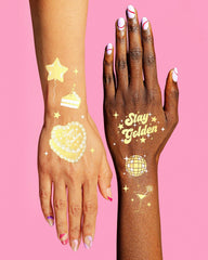 xo Fetti Golden Birthday disco ball design tattoo for dance floor sparkle.