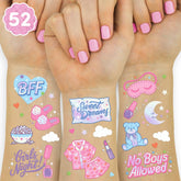 xo Fetti pink sleepover tattoos: two sheets for party favors.