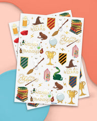 xo, Fetti Wizard Party tattoos featuring broomsticks for playful flair