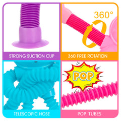 XONTEUS purple pop tubes bunny supports stretch-bend play and creative shape building anywhere.