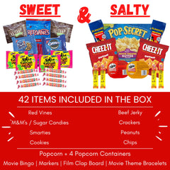 XOXO Parents Movie Night Basket candy variety highlights cinema-style treats for family viewing