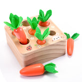 XPIY Montessori Carrots Harvest toy, side view, supports early fine motor skill exploration.
