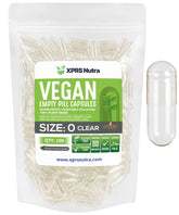 XPRS Nutra Size 0 empty capsules with clear packaging for precise filling.