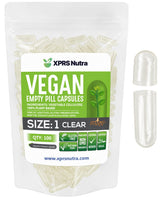 XPRS Nutra Size 1 empty capsules with a clear shell for precise filling.