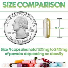 XPRS Nutra Size 4 capsules hold 120–240 mg powders per fill.