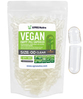 XPRS Nutra Size 00 clear packaging capsules shown for DIY filling with precise dosing