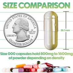 XPRS Nutra vegan size 000 empty capsules showing snap shut closure to prevent spills.