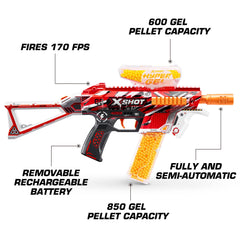 XSHOT Hyper Gel Trace Fire fully automatic mode delivering rapid volleys.