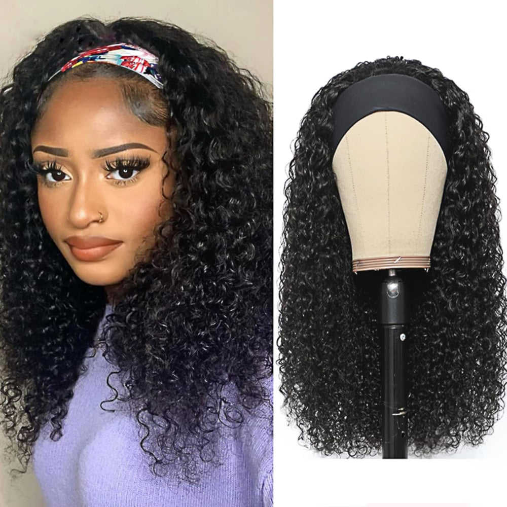 XSY deep wave headband wig closeup shows natural texture for daily wear