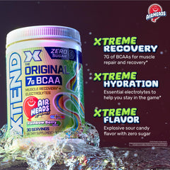 Xtend BCAAs mixing glass with powder mix for refreshing hydration.