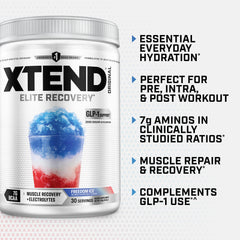 Xtend Original BCAA Powder label highlights a sugar-free formula.