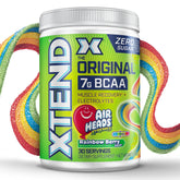 Xtend Original BCAA bottle highlighting 7g BCAAs for muscle support and hydration.