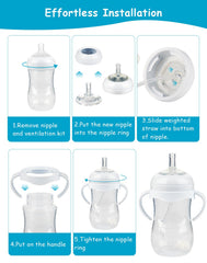 XUNICUTE weighted straw attachment promotes balanced sipping during meals.