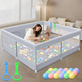 XVISHX baby playpen 50x50 front view, large space for two toddlers to play