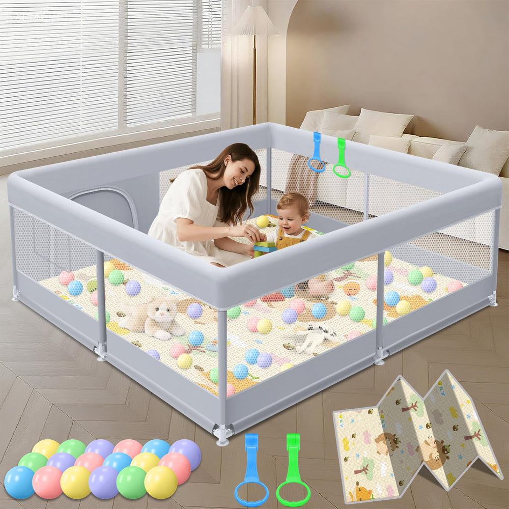 XVISHX Baby Playpen 50x50 overall view for spacious toddler play