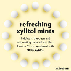 Xyloburst Lemon Mints close-up showing bright, sugar-free bites.