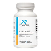 Xymogen K2-D3 10000 bottle label highlighting D3 MK7 for bone support
