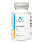Xymogen K2-D3 5000 bottle front highlighting high strength D3 and MK-7 for wellness