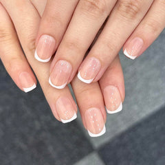 XZMeiLun white French tip press-on nails with salon-like finish for home use