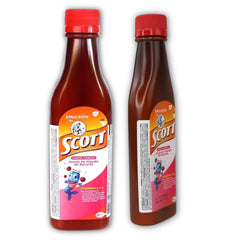 Yahve cherry-flavor cod liver oil emulsion bottle label highlighting vitamins A and D