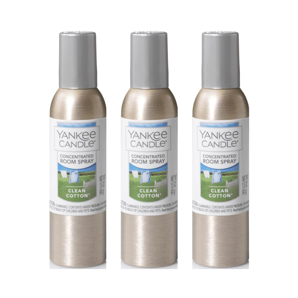 Yankee Candle Clean Cotton bottle sprayer for quick room refresh.