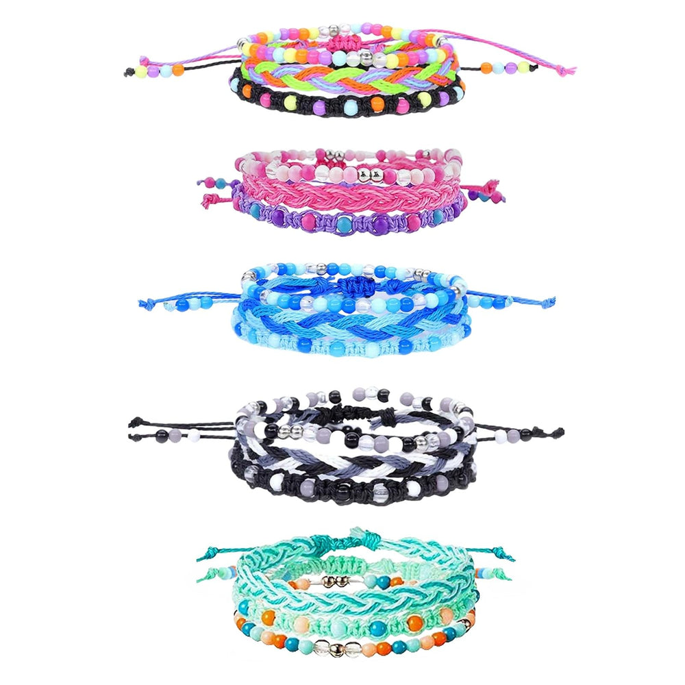 YANMIN 15pc braided and beaded bracelets set for versatile stacking