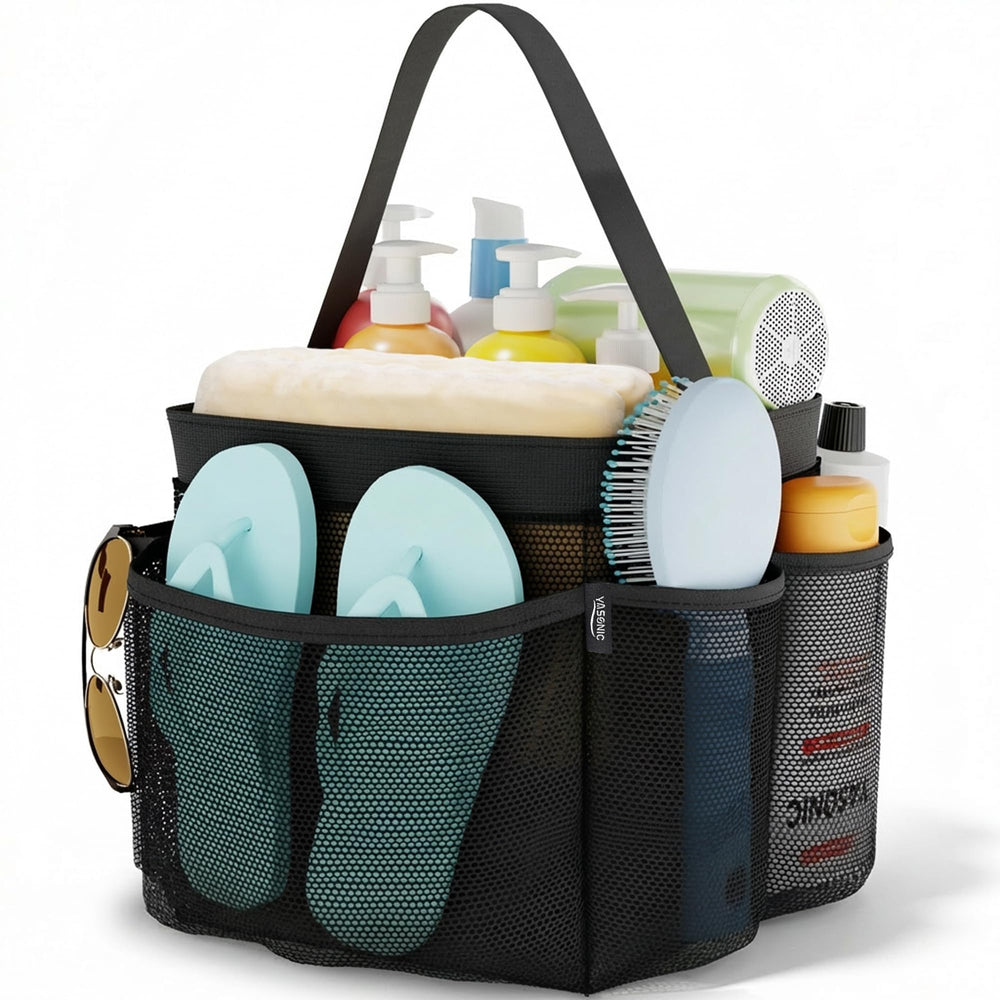 YASONIC mesh shower caddy with eight pockets for dorm organization