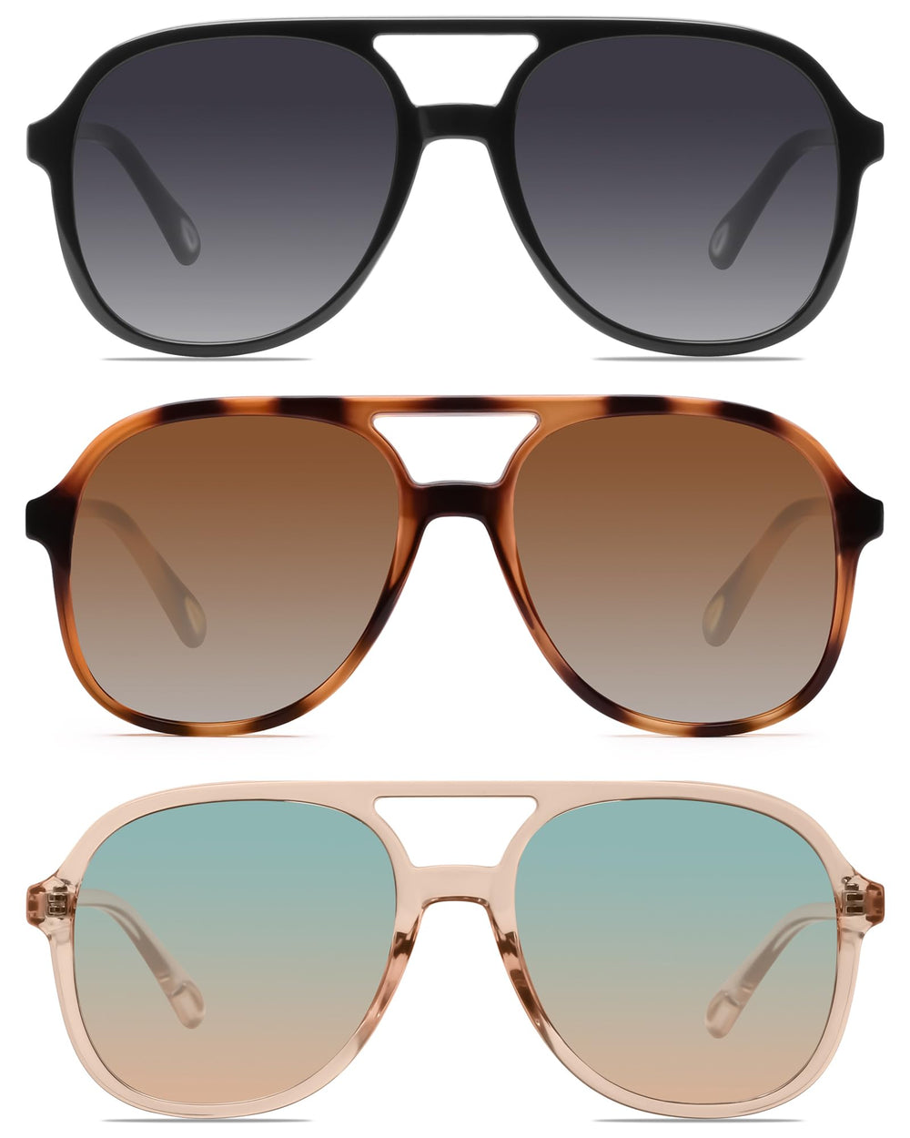 YDAOWKN retro square aviator sunglasses front view with UV400 protection for daily wear