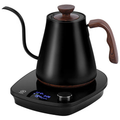 YDDZZM gooseneck kettle black angled view for precise pour-over.