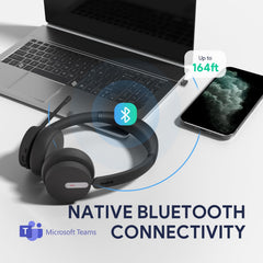 Yealink BH70 wearing-comfort angle demonstrates ergonomic design for all-day wear.