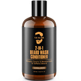 YEALIR 2-in-1 beard wash bottle with sandalwood scent refreshing the beard.