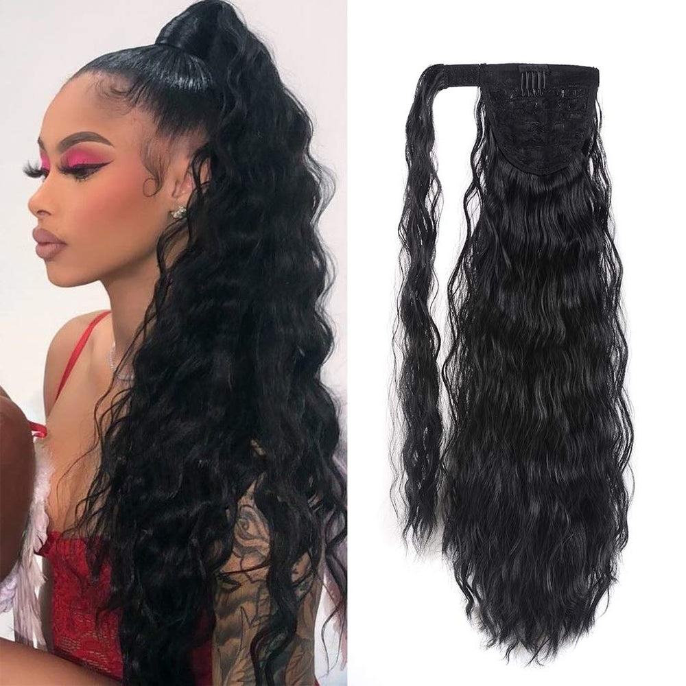 YEAME corn wave ponytail extension 22 inches adds instant volume