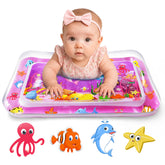 Yeeeasy tummy time water mat with undersea pattern promotes sensory play.