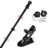 Yeesun 6ft black flag pole on porch showing sturdy outdoor display