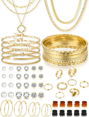 YEEZII gold jewelry set with layered necklaces for versatile daily styling