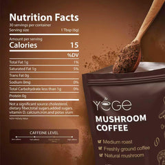 YEGE powder scoop with mushrooms ready for quick, convenient mix.