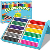 YEGEER 288-count colored pencils bulk in a sturdy box for classroom art projects.